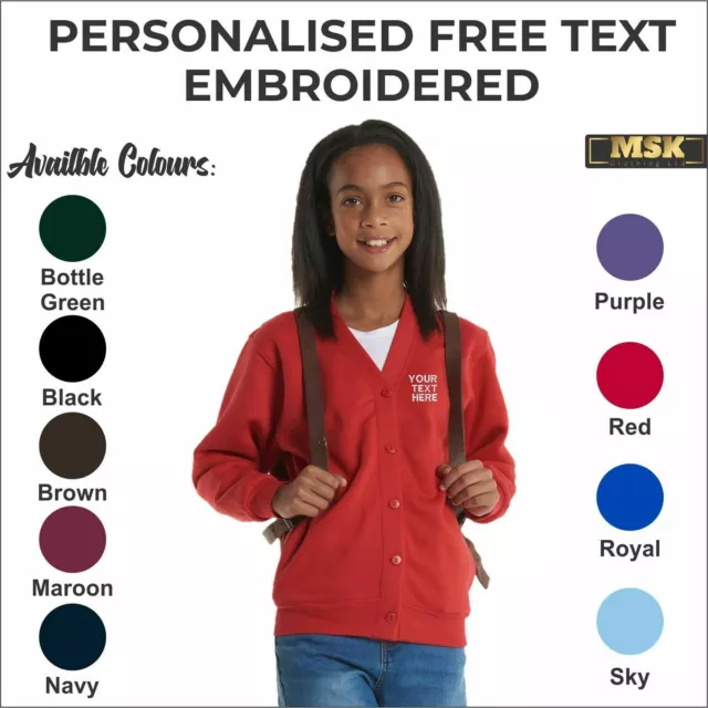 Personalised Custom Embroidered Uneek Kids Cardigan School Uniform Button Jumper