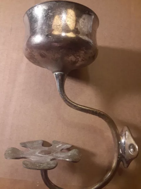 Vintage Nickel Plated Brass Art Brass Co.ny Victorian Bath Toothbrush Cup Holder
