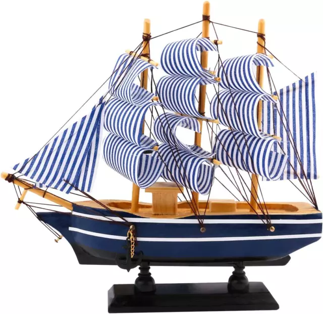Sailboat Model Decor, Wooden Sailing Boat Nautical Decor 7"x8" Model Ship for