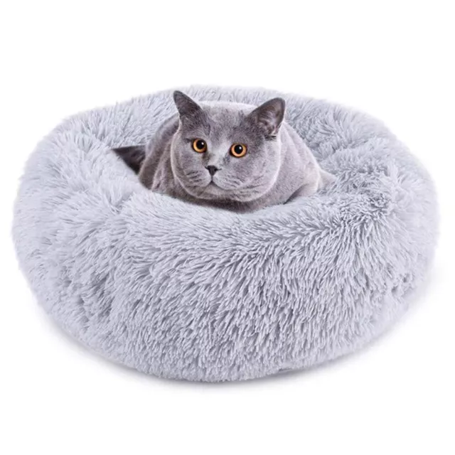 Donut Plush Pet Dog Cat Bed Fluffy Soft Warm Calming Bed Sleeping Kennel Nest 9