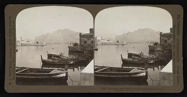 The harbor and Palermo and mount Pellegrino, Sicily Old Historic Photo