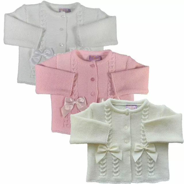 Baby Girl Cardigan BOWS Spanish Cable