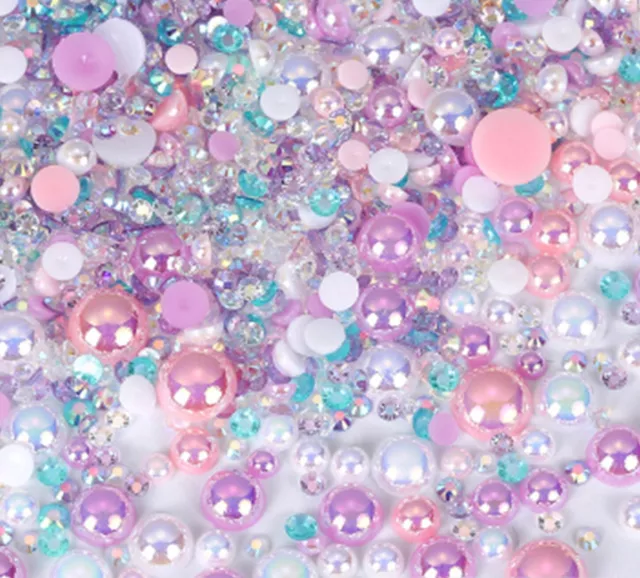 Mixed Flat Back Pearls Rhinestones Embellishments Face Gems Craft Card Making