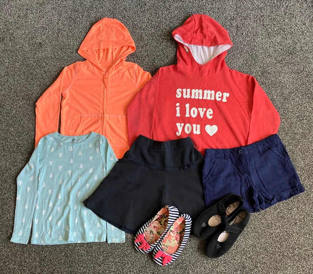 Assorted Bundle Of 6 Girls Clothes Hoodies Shorts etc Inc Next, H&M Age 7-8 Year