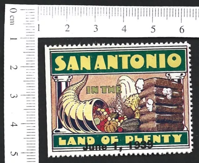 US 1939 vintage poster stamp SAN ANTONIO LAND OF PLENTY