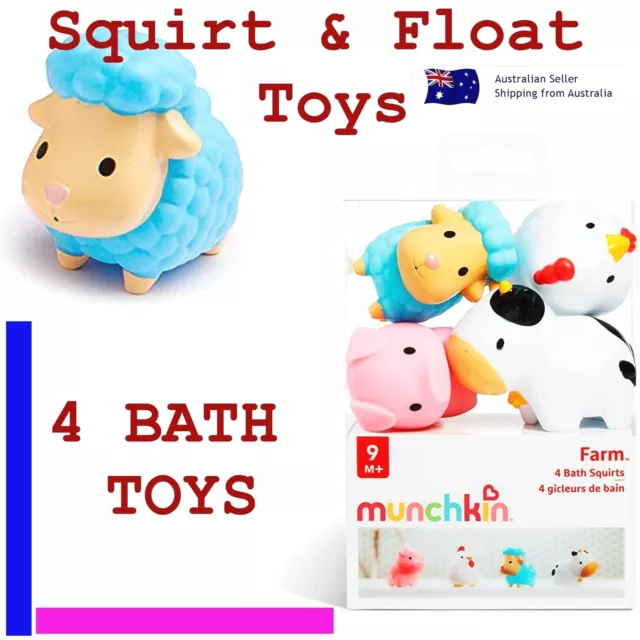 Munchkin Bath Baby Toy Squirt Float Toys 4 Bath Toys Farm Water Farm Animal