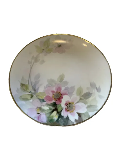 Antique Nippon Japan Cake Plate Hand Painted Floral 8.5”