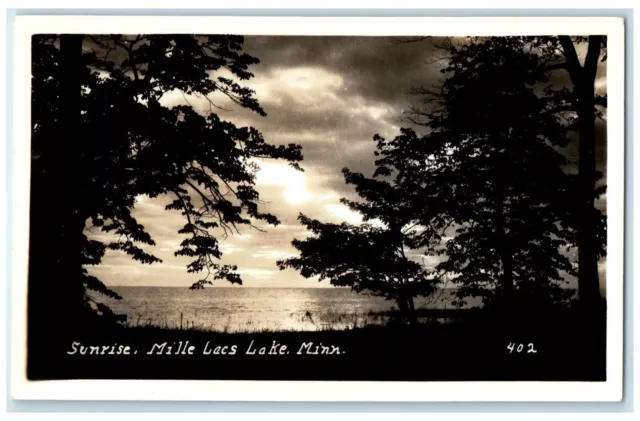 c1940's View Of Sunrise Mille Lacs Lake Minnesota MN RPPC Photo Vintage Postcard