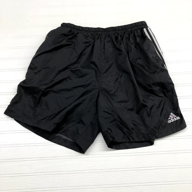 Adidas Black Activewear Drawstring Swim Trunk Lined 3 Stripe Shorts Men Size XL