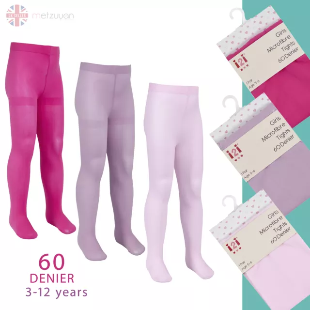 60 Denier Den 1 or 3 Pairs Microfibre Girls Pink Ballet Semi-Opaque Tights