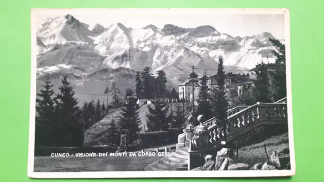 Cartolina - Cuneo - Visione dei Monti da Corso Gesso - 1950 ca.