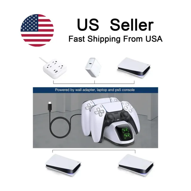 Dual Fast Charger For PS5 Wireless Controller Type-C Charging Dock Station