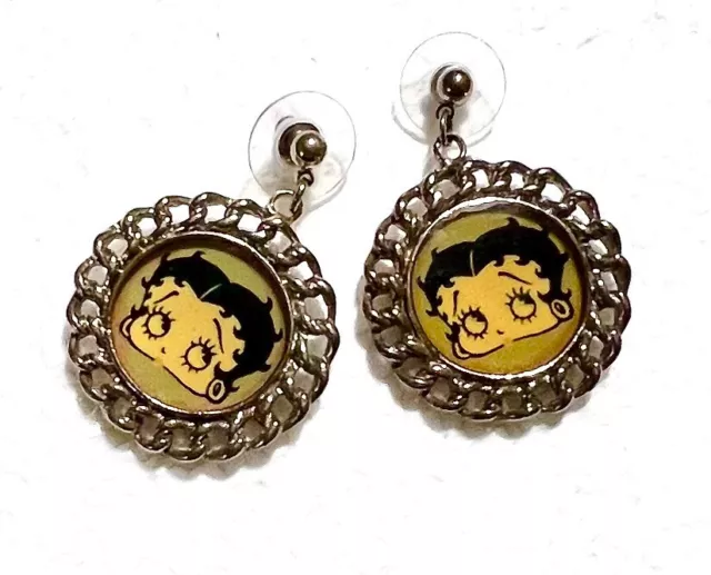 Betty Boop orecchini in acciaio inossidabile - cm. 3 diametro - peso gr. 20,7
