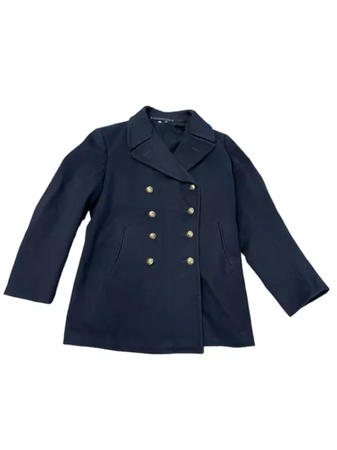 Vintage Canal De Vieux Military US Navy Style Peacoat Jacket Brass Buttons Sz 20