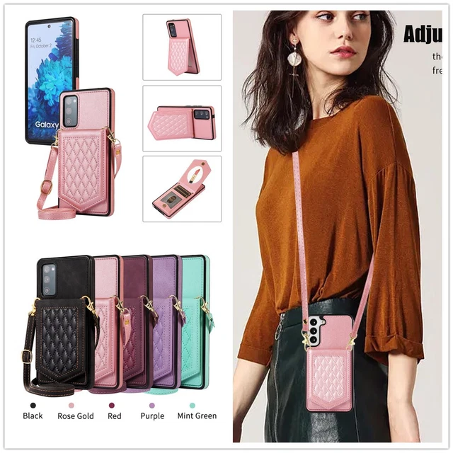For iPhone Samsung Crossbody Mirror Wallet Purse Bag Fashion Women Phone Case