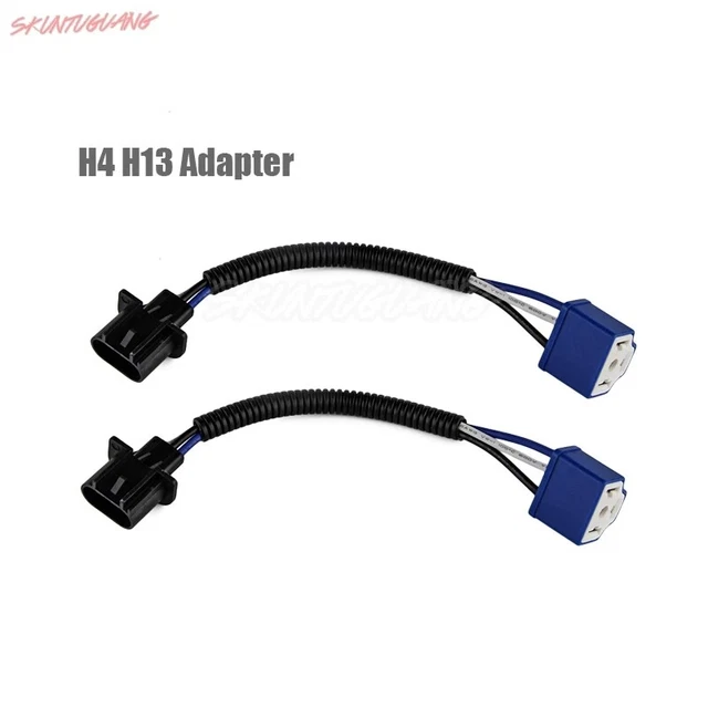 2X H4 to H13 Wire Harness Adapter Conversion Cable For 7" Round LED Headlights 2X H4 to H13 Wire Harness Adapter Conversion Cable For 7" Round LED Headlights