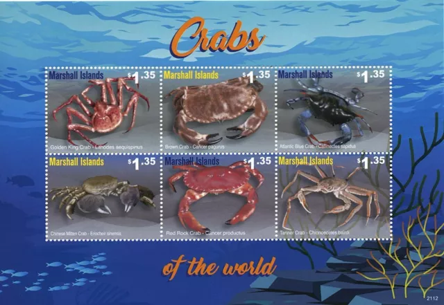 Marshall Islands 2021 MNH Marine Animals Stamps Crabs of World Crustaceans 6v MS