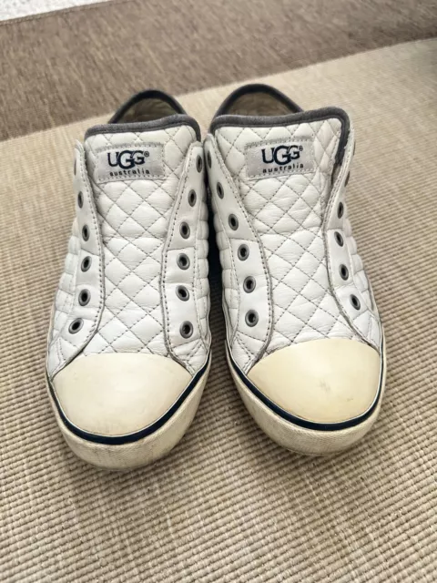 UGG Australia Women's Size 7 Laela White Quilted Leather Sneakers