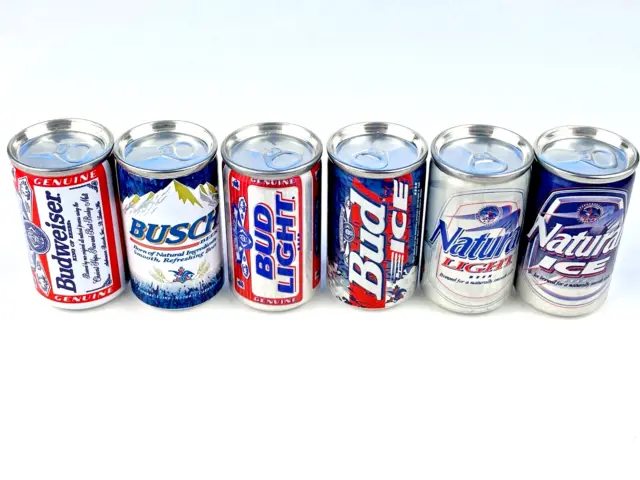Mini Beer Cans 6 Pack Budweiser Bud Light/Ice 1998 Anheuser Busch Made in Italy 3