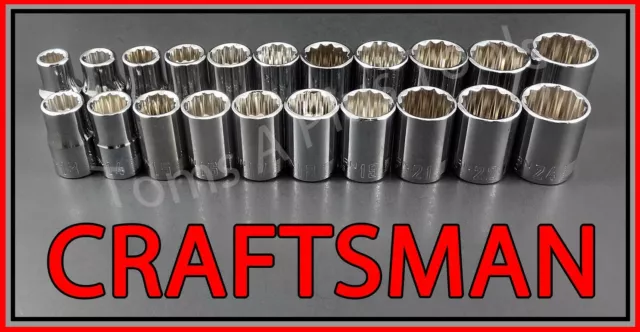 CRAFTSMAN HAND TOOLS 21pc 1/2 SAE METRIC MM 12pt ratchet wrench socket set