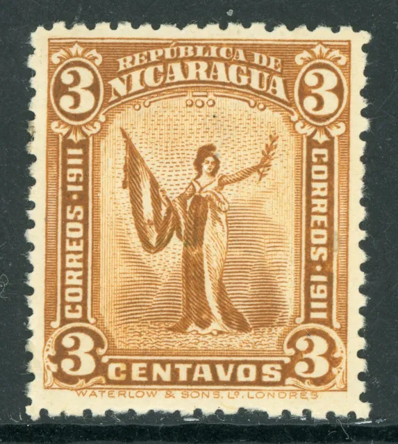Nicaragua 1912 Liberty 3¢ Yellow Brown Sc 297 Mint W742