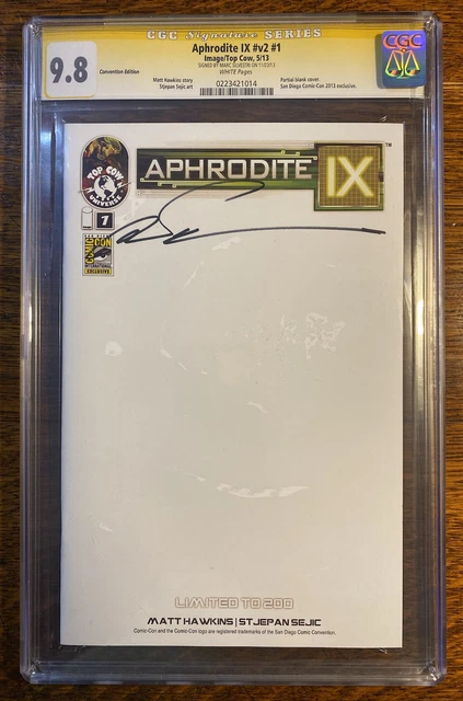 Aphrodite IX #1 SDCC Blank Sketch Cover Signed Marc Silvestri LMT 200 CGC SS 9.8