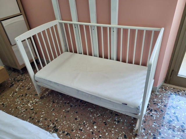 lettino 60x120 schardt bianco + materasso evergreen + coprimaterasso clevamama
