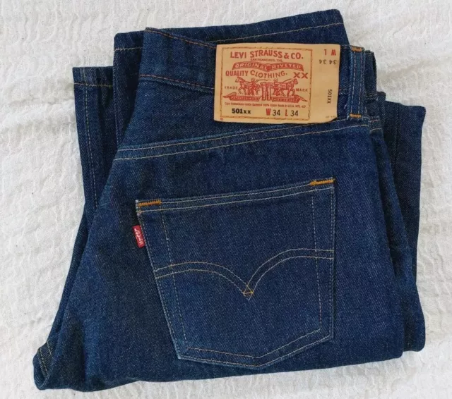 Levi’s 90's 00's 501XX W34 L34 Denim USA Jeans Shrink Fit Vintage Straight Rigid