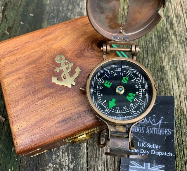 Boussole nautique laiton vintage boussole de poche militaire WWII objet