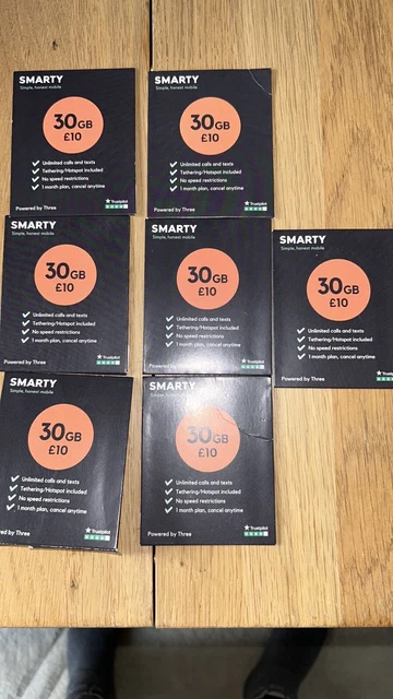Smarty Sim Card Runs On 3 Network-30Gb