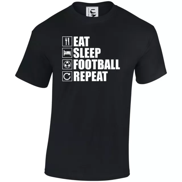 Eat Sleep football repeat footy fan present gift t-shirt adults kids colours
