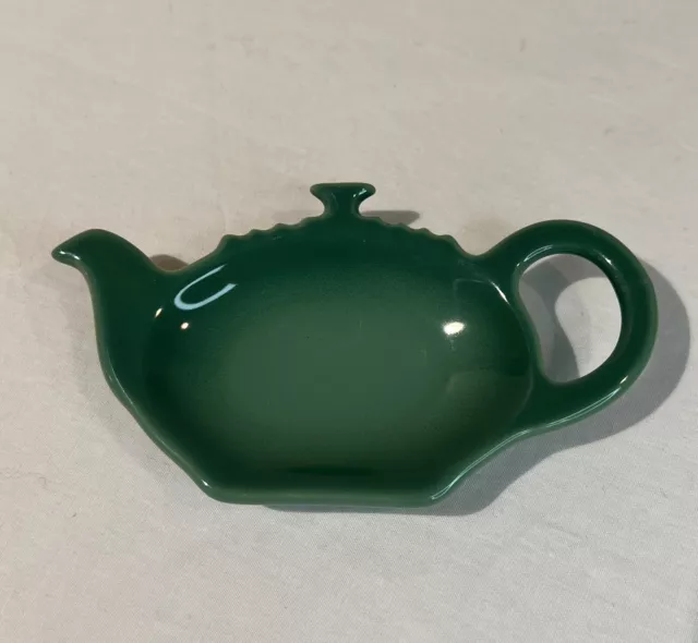 RARE DISCONTINUED Fennel Green Tea Bag Holder Le Creuset Stoneware