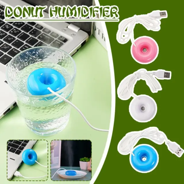 Mini USB Donut Humidifier Float Ultrasonic Mist Makers Diffuser Aroma Home Q5J0