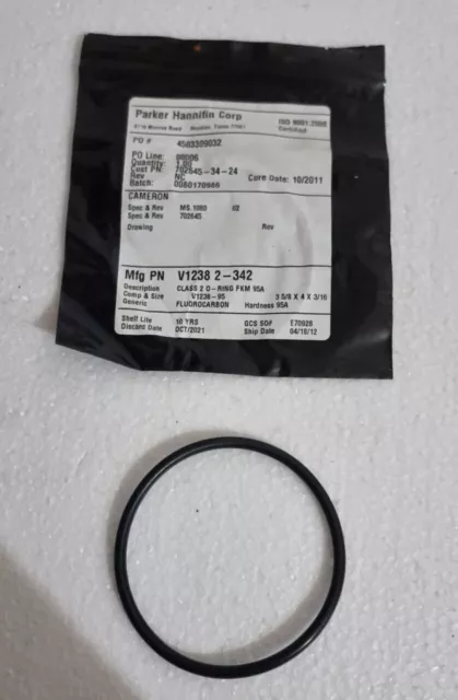 Parker Hannifin Corp V1238 2-342 Class 2 O-Ring Fkm 95A Lot Of 2 Pieces *New*