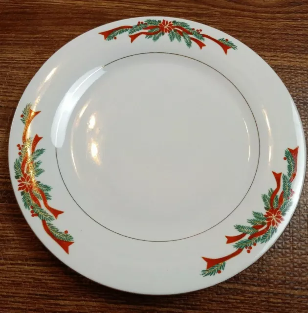 Old Vintage Poinsettia & Ribbons by Fairfield 10.5" Dinner Plate Fine China