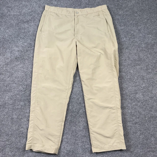 LL Bean Waterproof Lined Pants Mens Size L  Khaki fishing Zipper Leg
