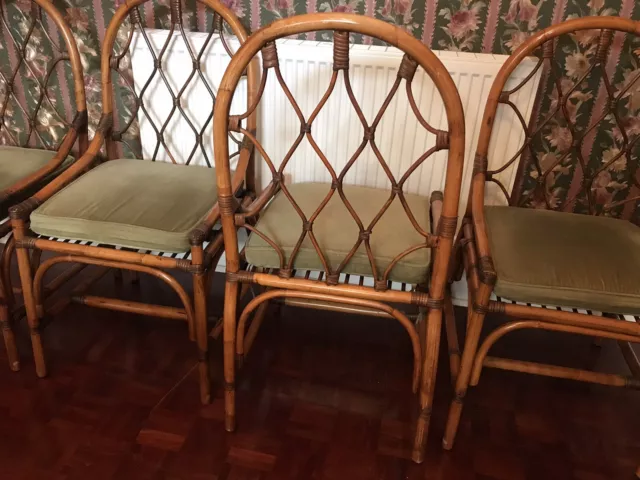 Set Of 4 Midcentury Angraves Bamboo Chairs Vintage