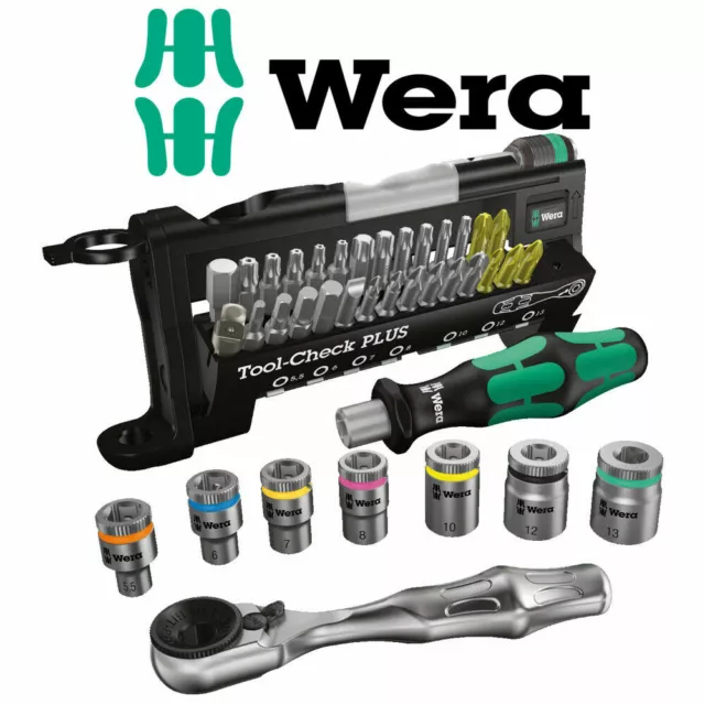 WERA 1/4" Hex Mini Ratchet Screwdriver & Socket Tool Check Plus Bit Set 056490