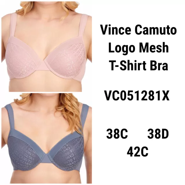 New Vince Camuto VC051156 Mesh Panel T-Shirt Bra 36C Lined Underwire Purple  Wine