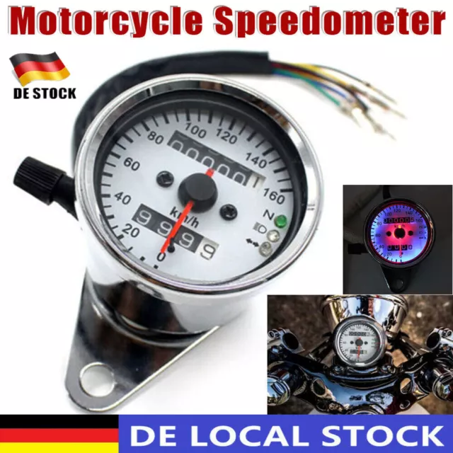 Motorrad Tachometer Speedometer LED Anzeiger für Harley Honda Cafe Racer Km/h !