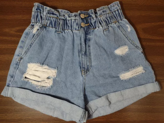 Forever 21 High Waisted Denim Shorts Women's Size Large Light Wash Distressed