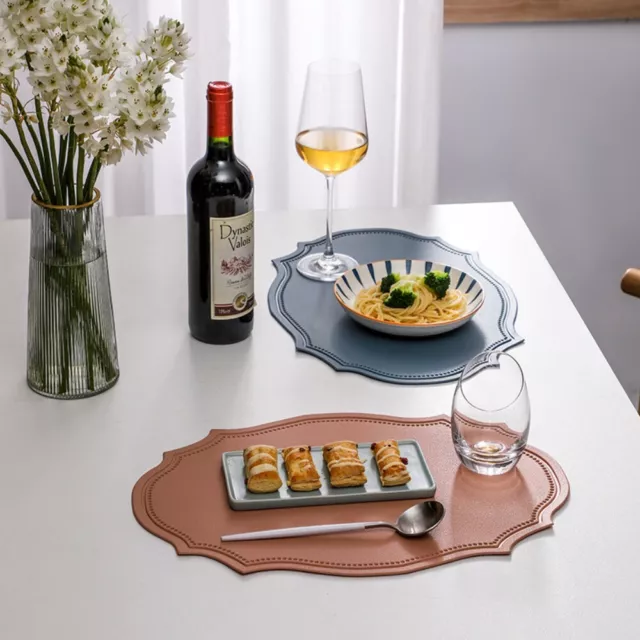 Oval Tableware Mat PU Leather Dining Table Pad Tablemat Retro Placemat  Hotel