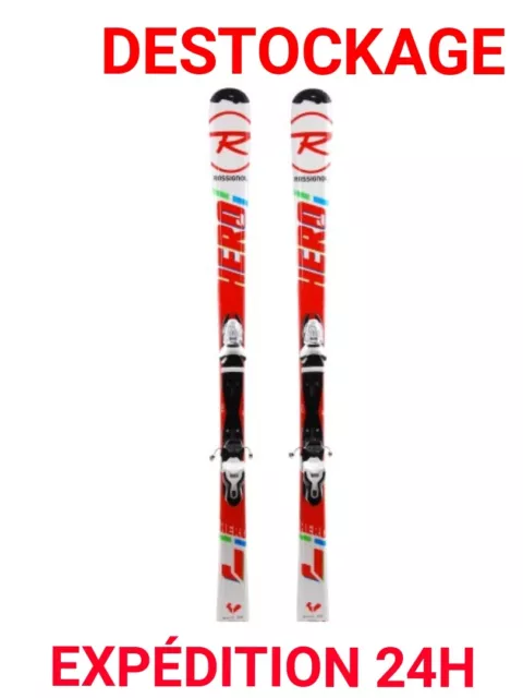 ski enfant occasion ROSSIGNOL "HERO" taille: 130 cm = 1 mètre 30 + fixations.