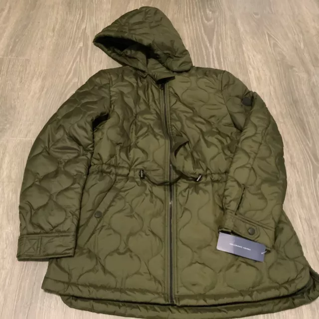 French Connection Women's Full Zip Jacket Olive Hooded Size Medium NWT