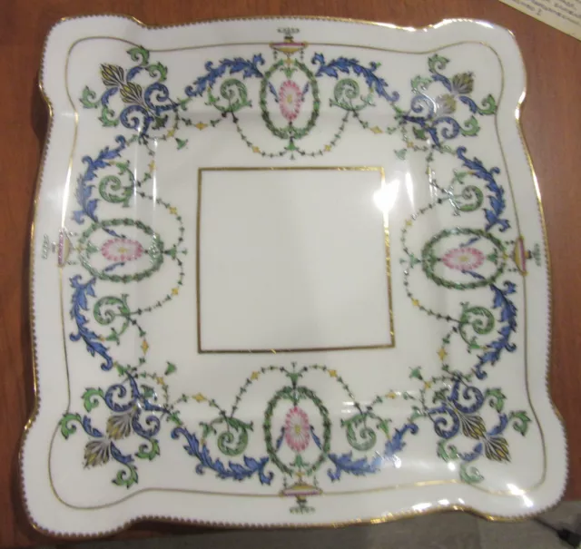 Minton H2581 Square Cake Plate Garland & Urns Ca 1920 9 inches