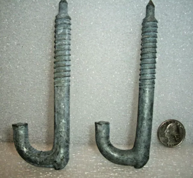 Vintage Pair, Heavy Duty Iron Hooks, Plants-Bird Feeder-Clothes Line-Horse Barn+