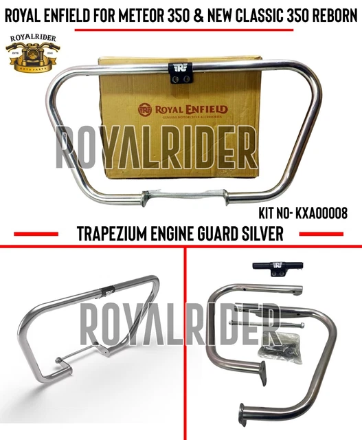 ROYAL ENFIELD TRAPEZIUM ENGINE GUARD, SILVER For Classic 350 REBORN