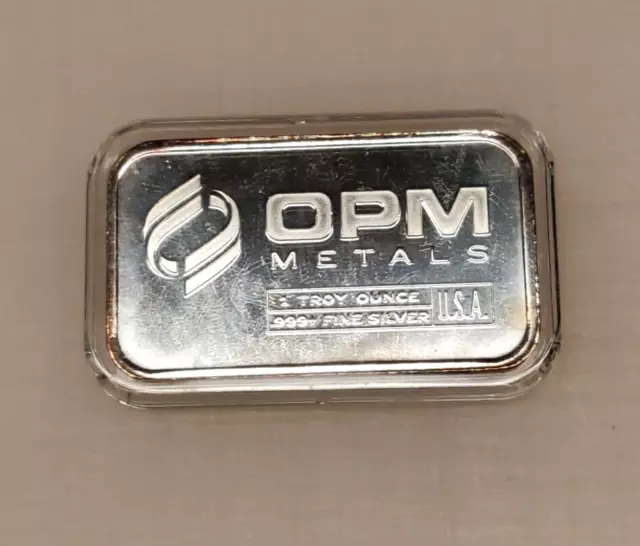 OPM Ohio Precious Metals 💎 1 Troy Ounce .999 Fine Silver Bullion Bar capsule 💎