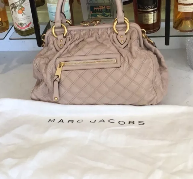 MARC JACOBS VTG Y2K Leather Quilted Large Iconic Stam Bag Purse Authentic W Dust