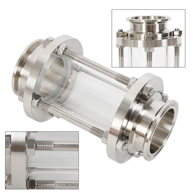 2 inch 51 MM Clear Flow Sanitary Sight Glass Tri Clamp Stainless Steel SS304 New